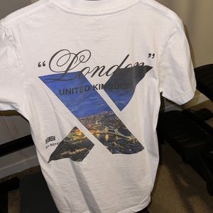 White and blue fashion nova men graphic T shirt size SMALL “London X”